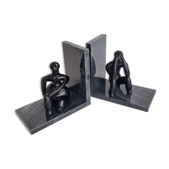Pair of bookends the thinker and the seated lady, 15 cm
