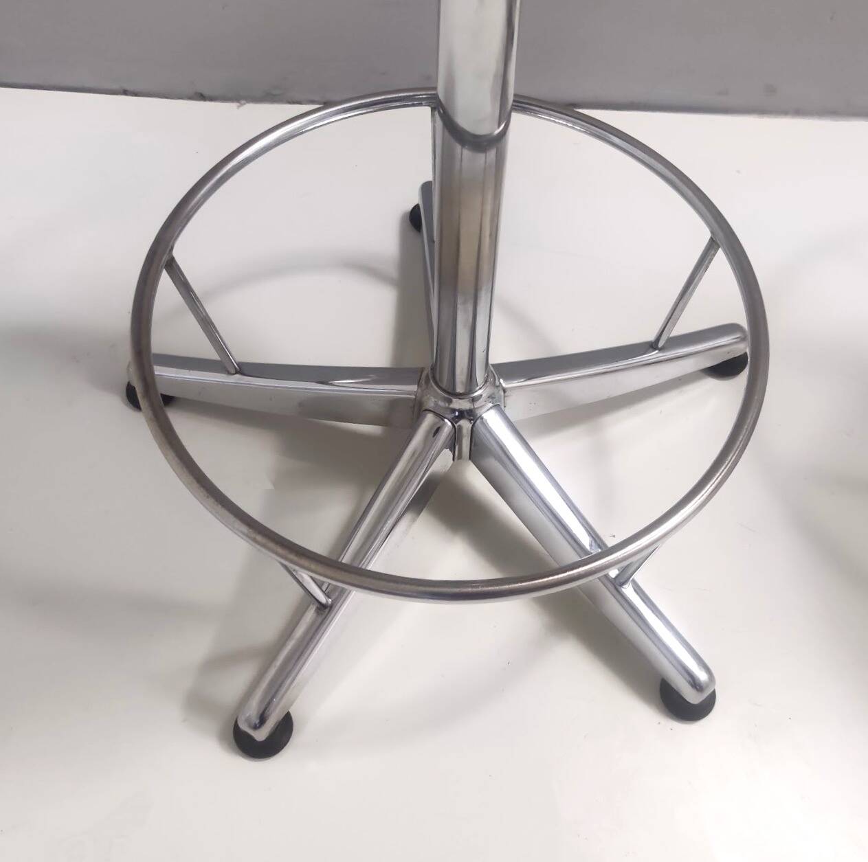 Vintage Black Plastic and Chromed Metal Revolving and Adjustable Stool, Italy