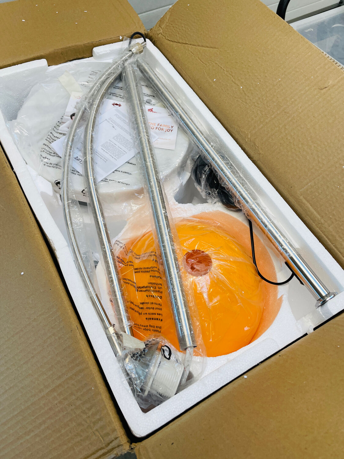 Orange round floor lamp