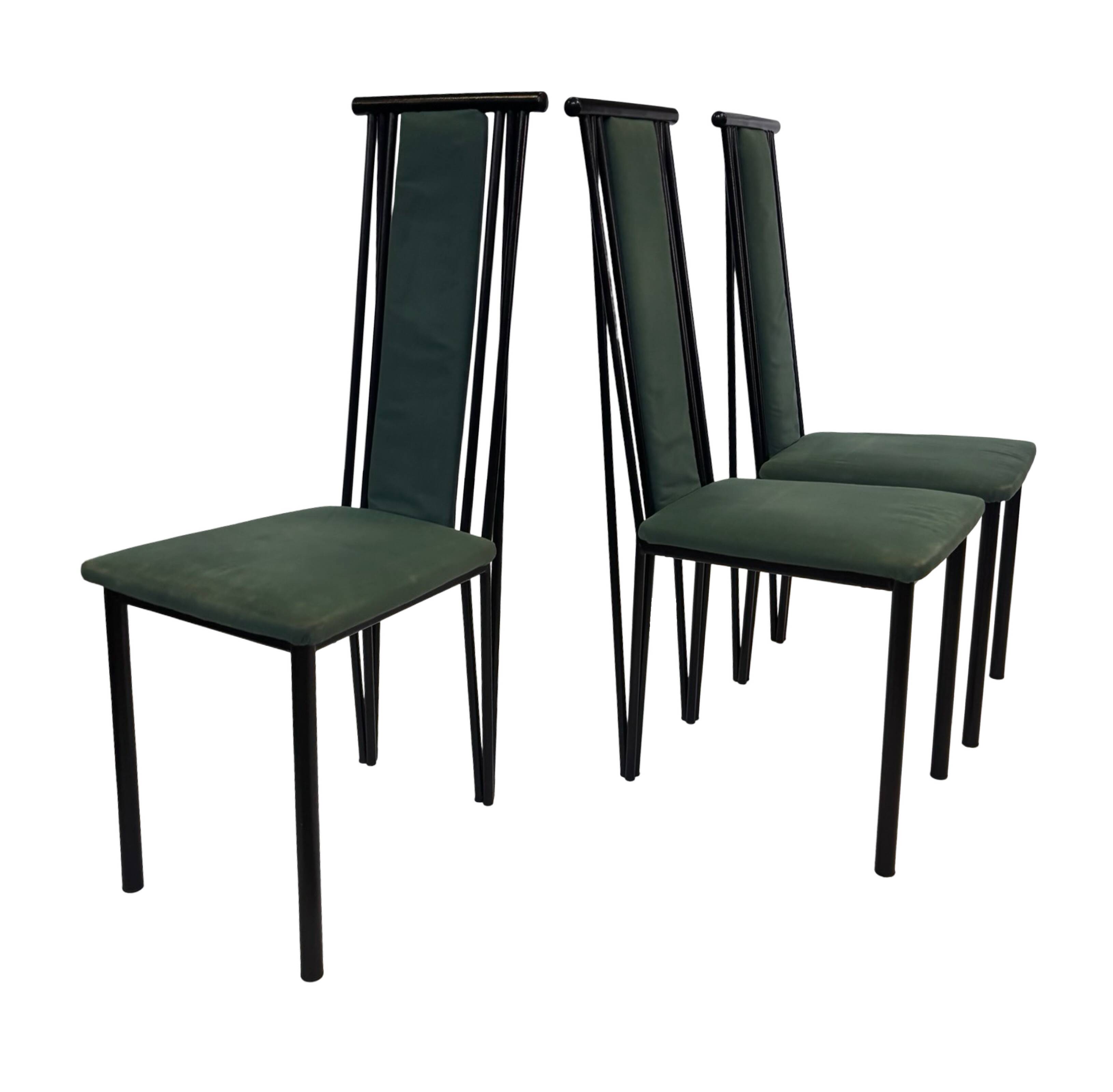 Vintage dining chairs modern design 80's set of four