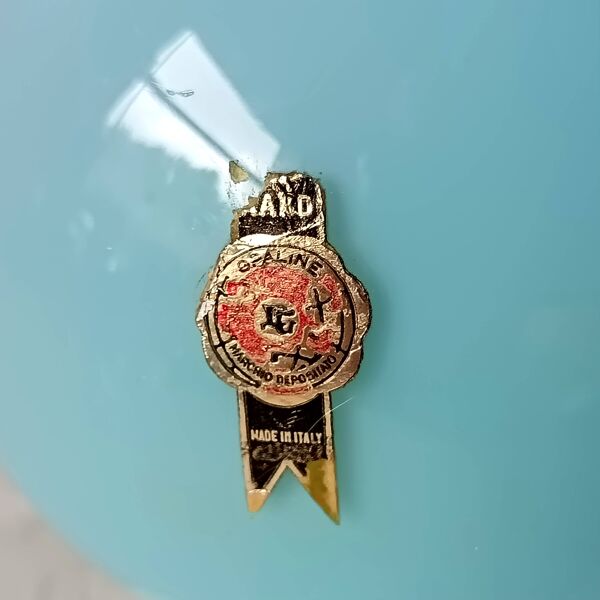 Grand VASE décoratif rétro pied opaline bleue, vase vintage Italie