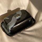 Pink and blue butter dish