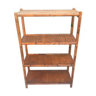 Vintage rattan and bamboo shelf