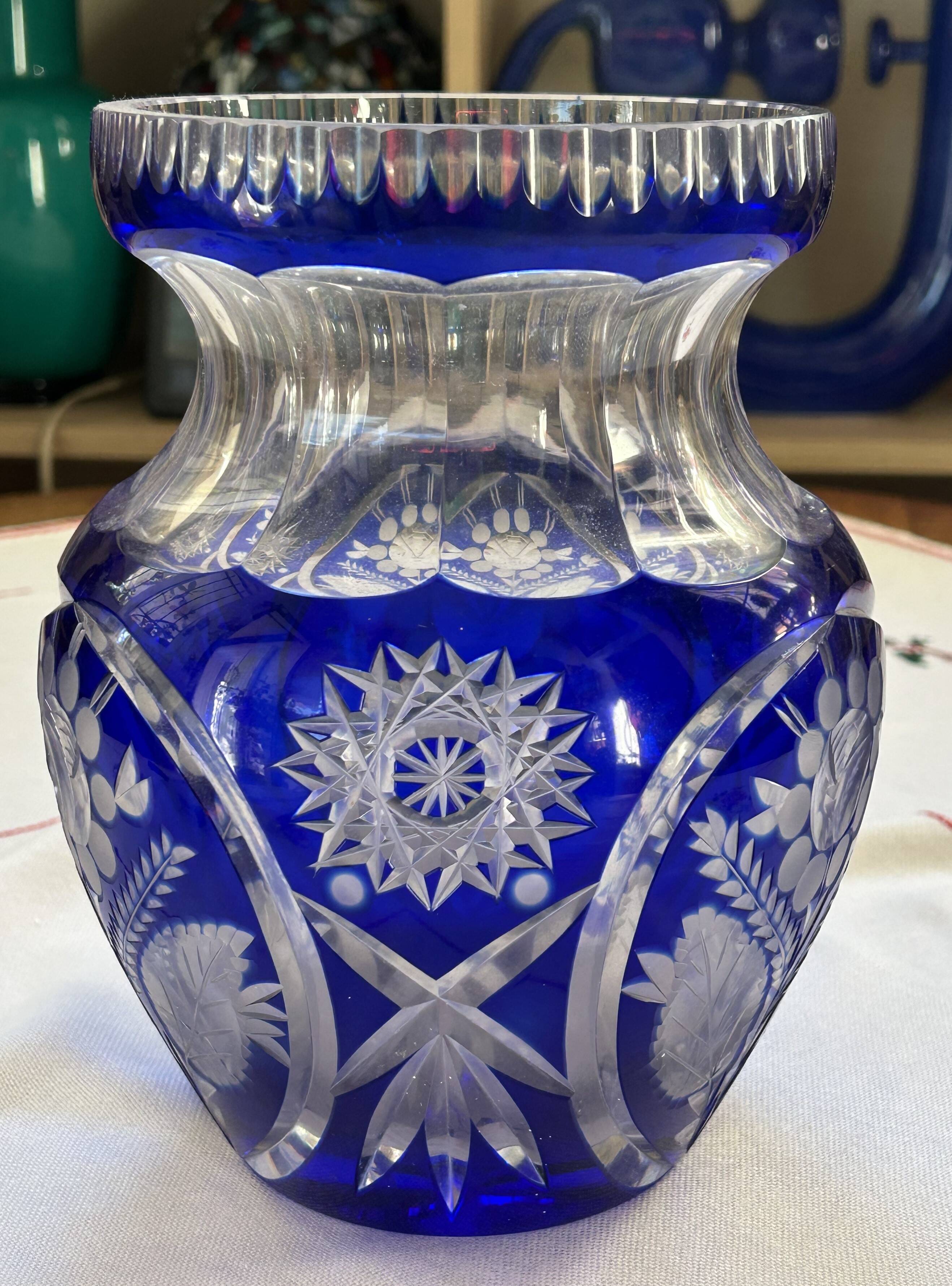 Crystal vase, Bohemian, cut.