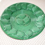 Plat vert décor feuilles 32,5 cm