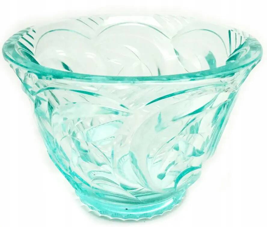 Art Deco vase, uranium crystal, Moser, Czechoslovakia, 1930s