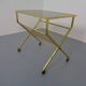 French brass and glass cart with magazine rack, 1960s