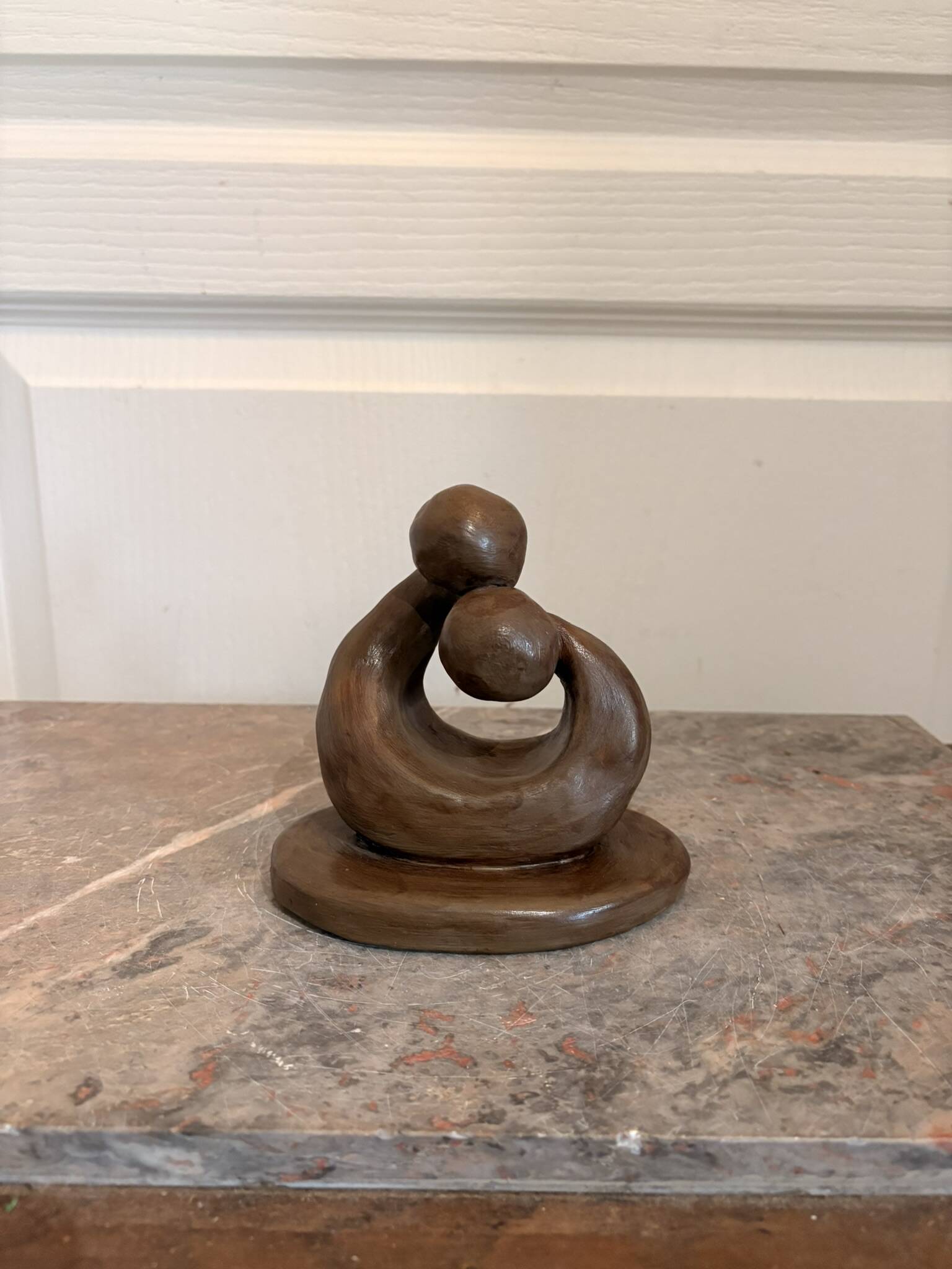 Ceramic Sculpture Pottery Nativity Man Woman Couple Abstract Modern Fa