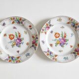 Pair of German porcelain flower plates