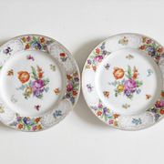 Paire d'assiettes fleuries porcelaine allemande