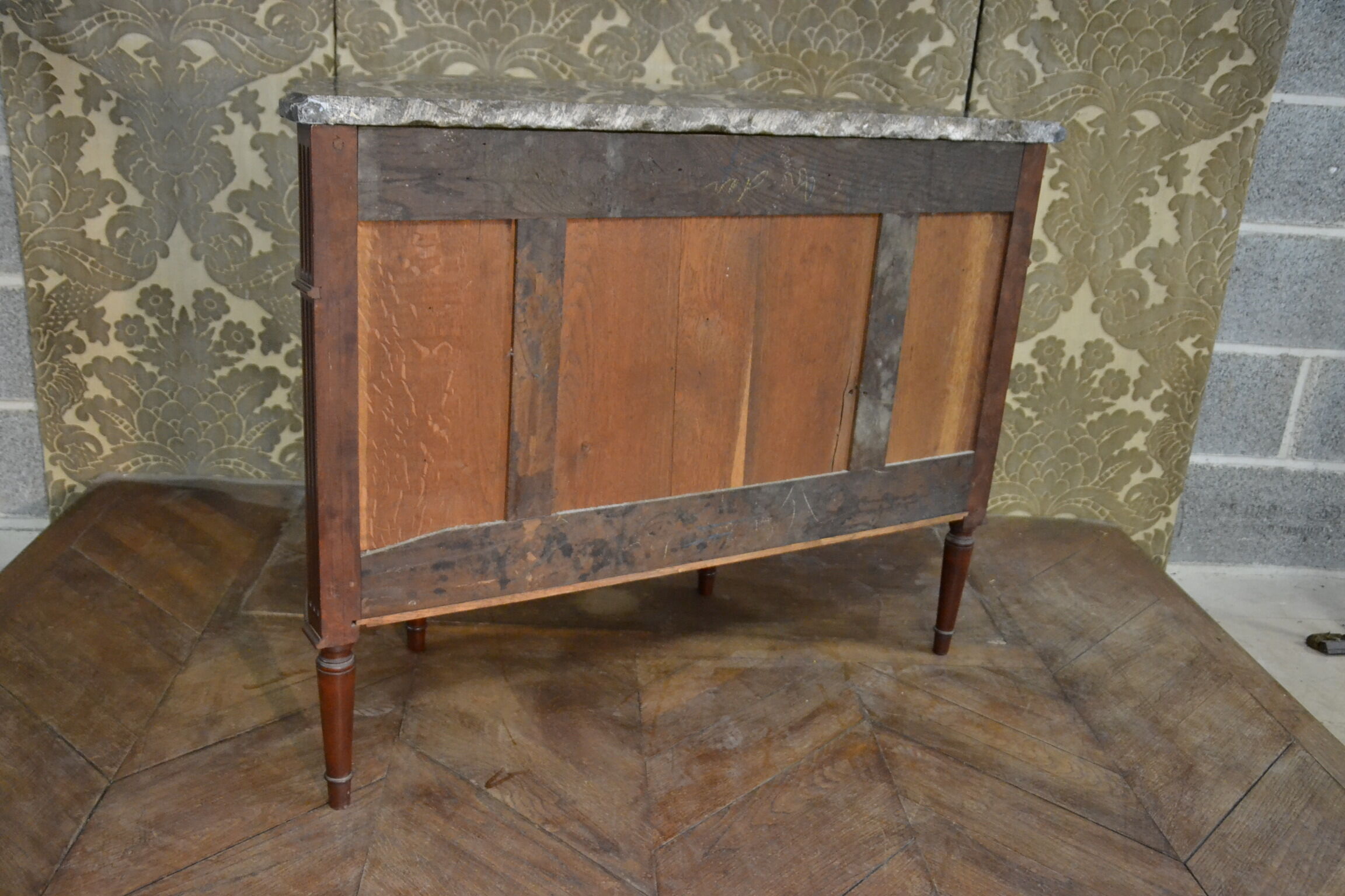 Louis XVI-style half-moon mahogany chest of drawers
