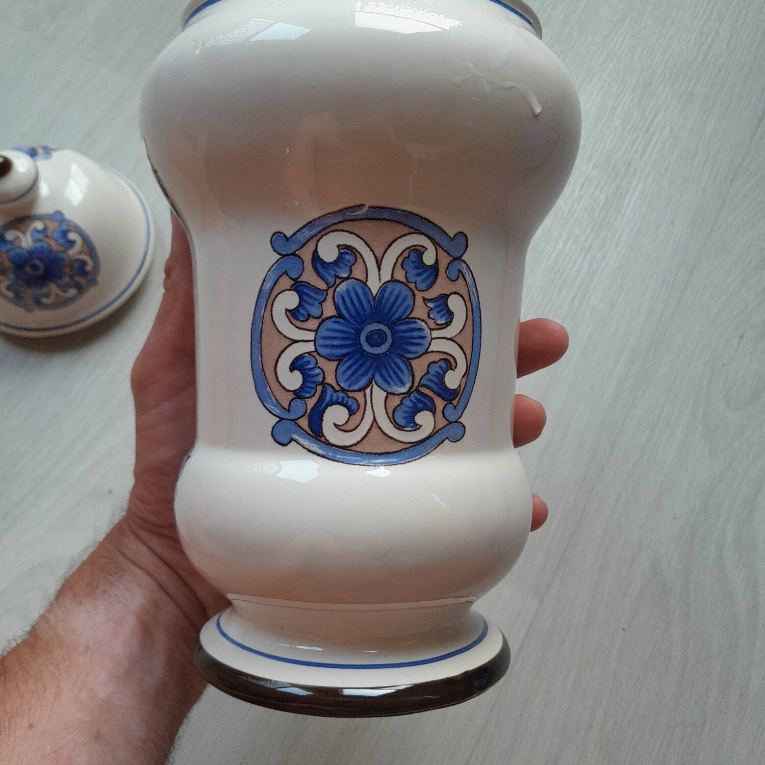 Ceramic pharmacy jar from St Clément, EX de Genièvre