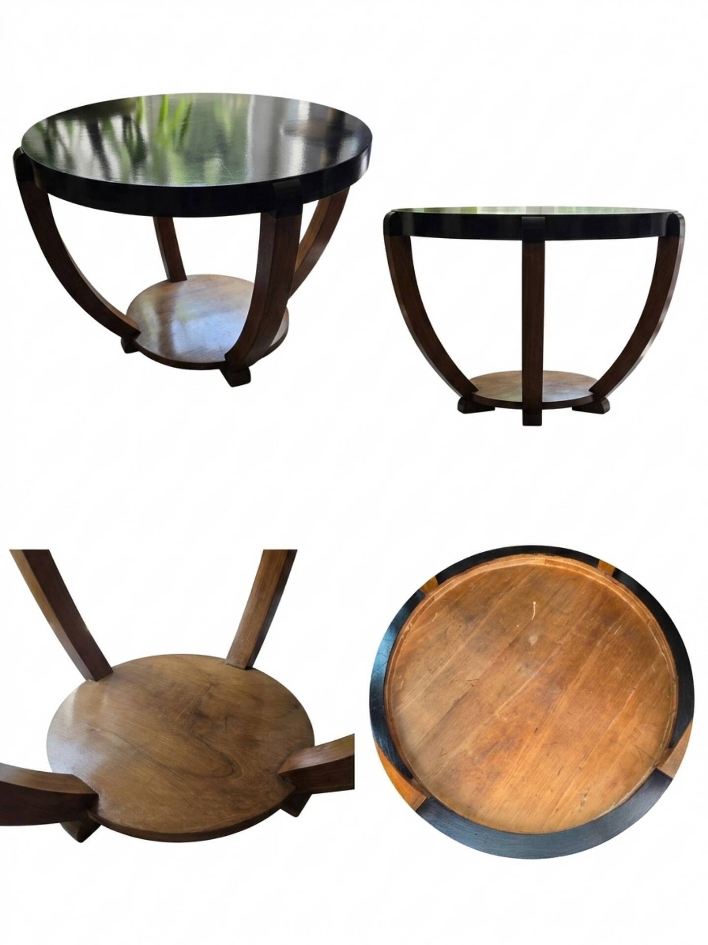 Large guéridon / Art Deco coffee table with saber legs (1930) – No lacquer