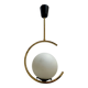 Suspension mid-century laiton et verre opalin