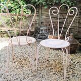 Pair of years 40-50 white metal garden chairs