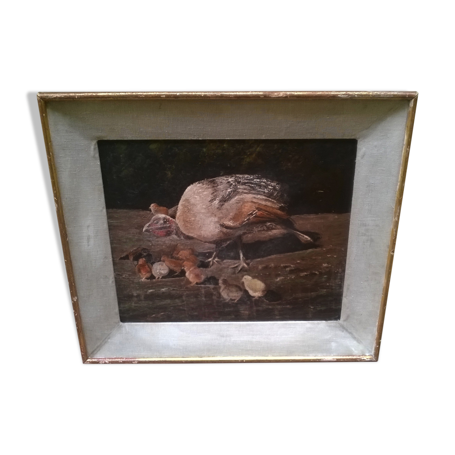 Painting "The guinea fowl and its chicks"