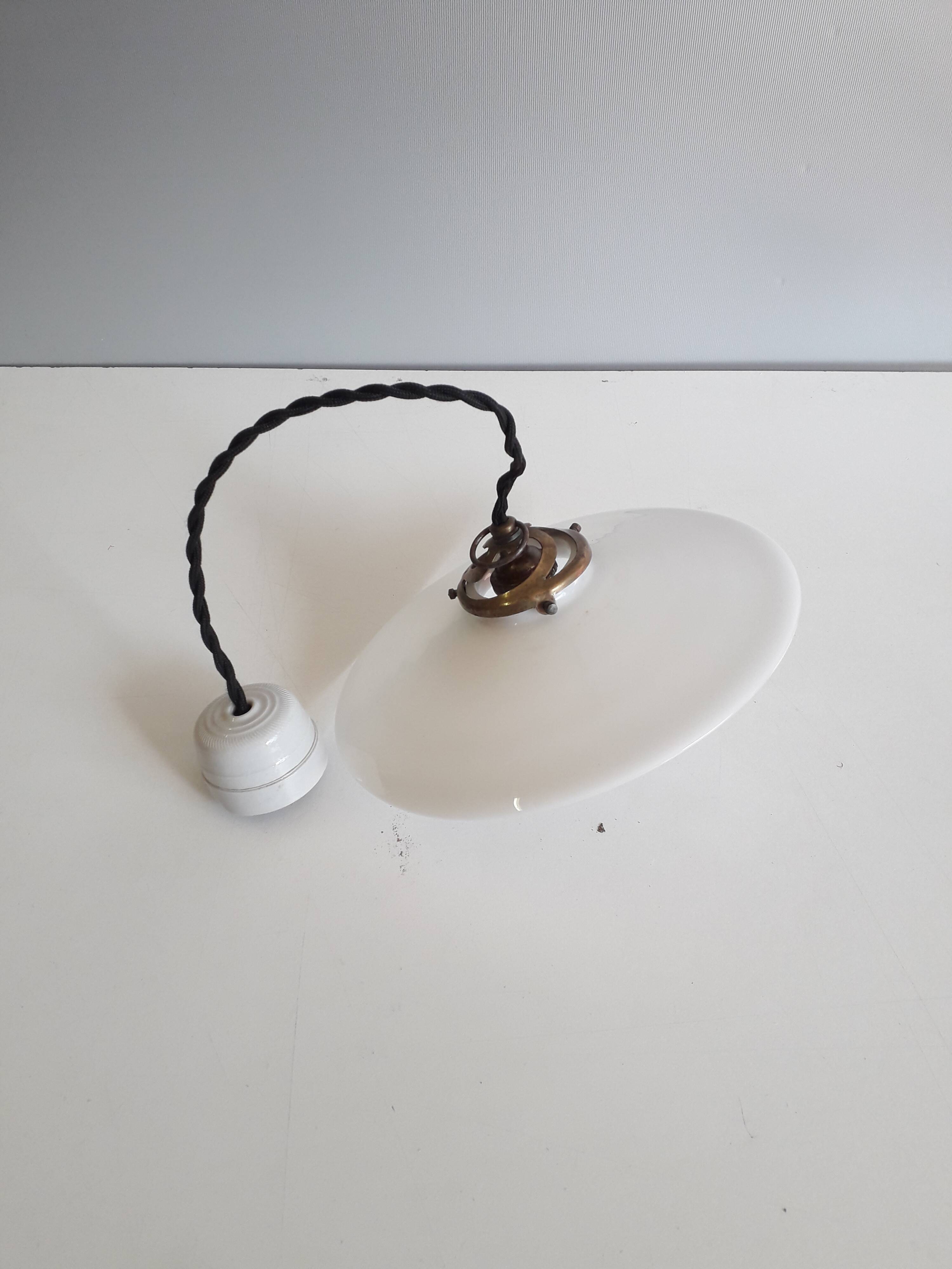Antique pendant light - White opaline. 1940