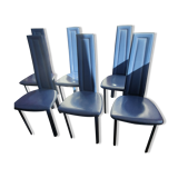 6 chaises cuir de David Lange, 1970/80