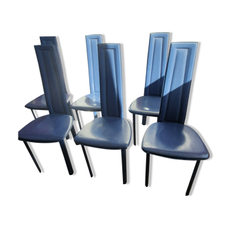 6 David Lange leather chairs, 1970/80