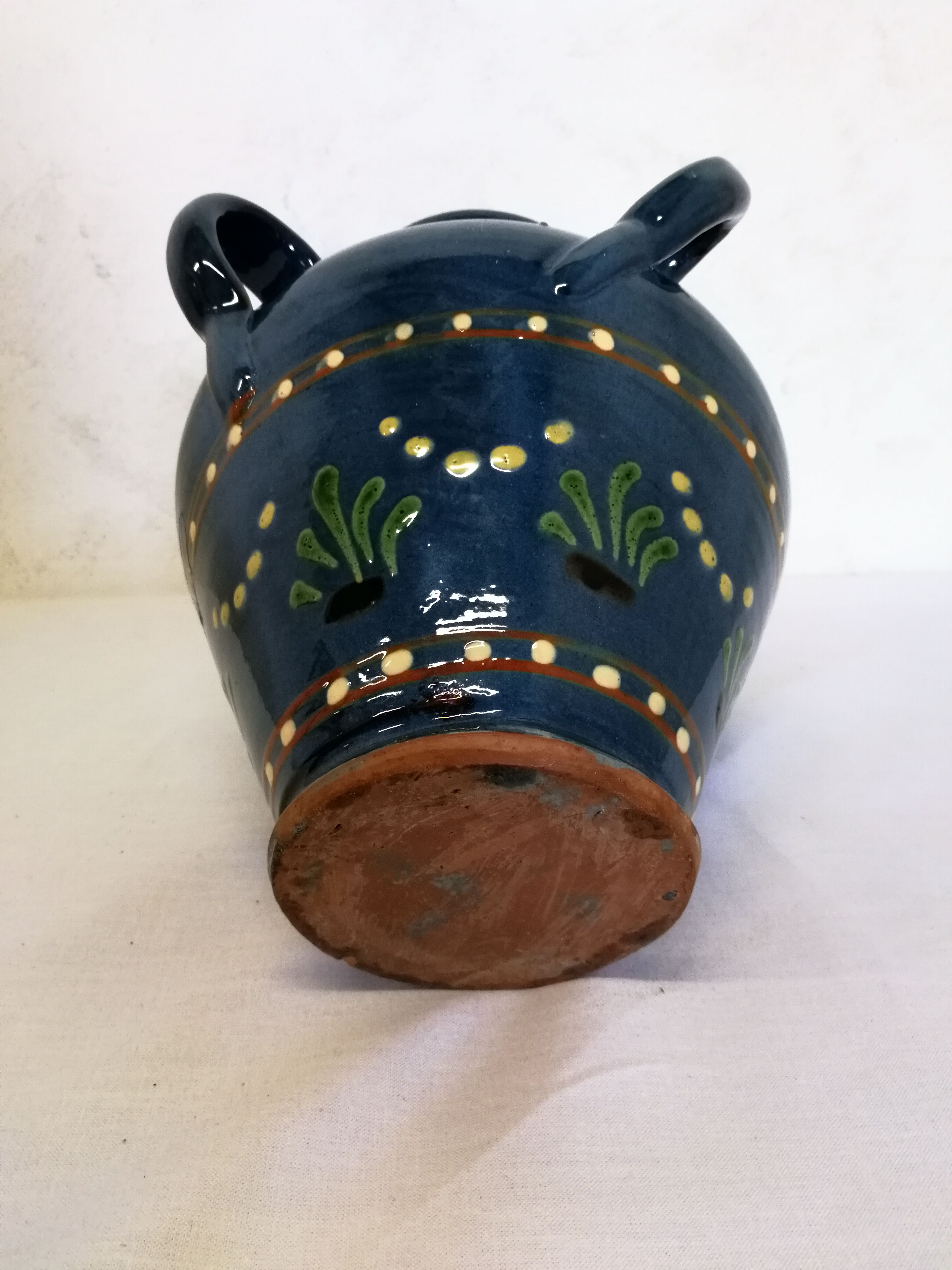 Vase,varnished stoneware pot with 4 handles