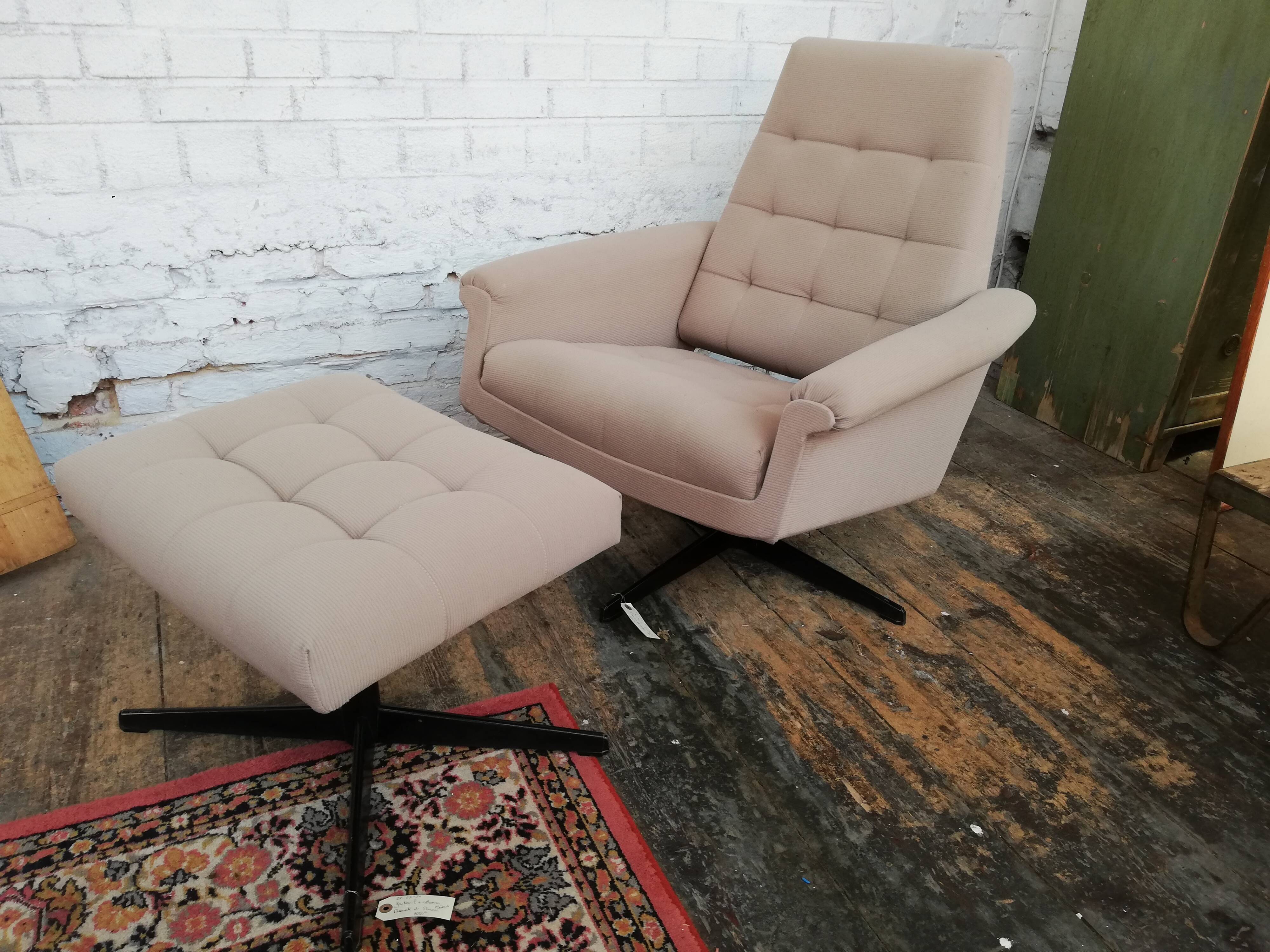 Armchair with Czech footrest, 1960, Munzar and Moravian