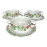 3 porcelain bowls + saucers