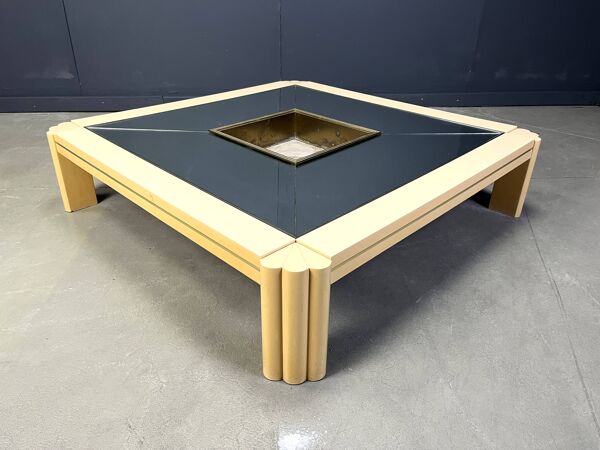 Table basse vintage en laque par Alain Delon pour Maison Jansen, années 1970
