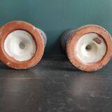 Set of 2 large ceramic glasses in blue and silver