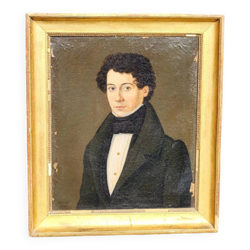 19th Century Antique Oil on Canvas Portrait of a Young Man Painting
