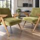 Paire de fauteuils Bunny 366  en velours Olive