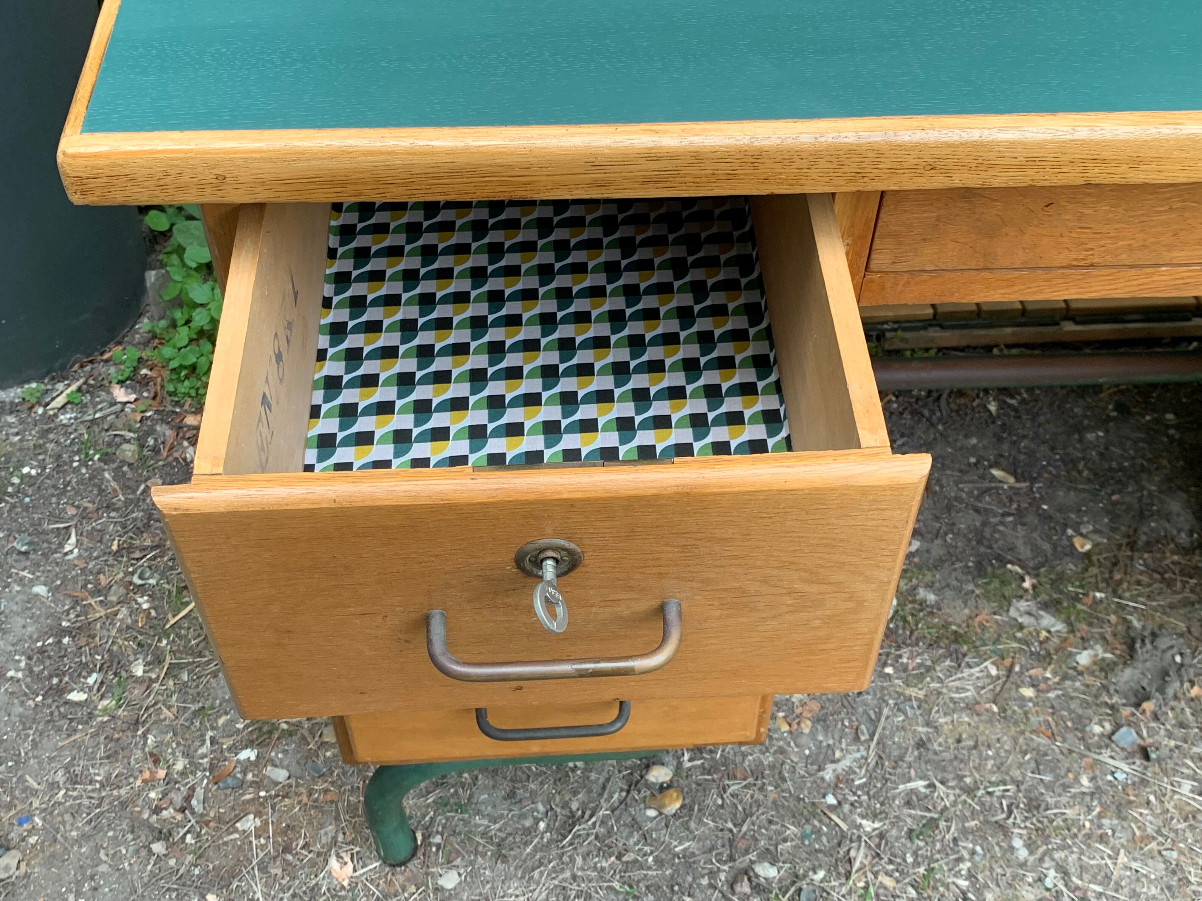 1950s schoolmaster's desk in solid oak