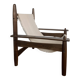 Honoré Safari armchair in wood and beige canvas
