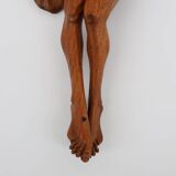 Hand carved oak crucifix or corpus Christi, Belgium ca. 1900