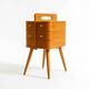Beautiful original Mid Century teak sewing box with hinged compartments
