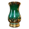 Vase Vintage en Verre Opacifié Vert Doré -