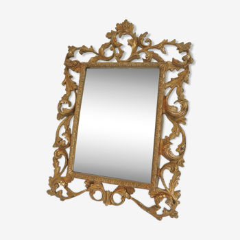 Miroir ancien en bronze avec motif de feuilles d'acanthes/miroir au mercure