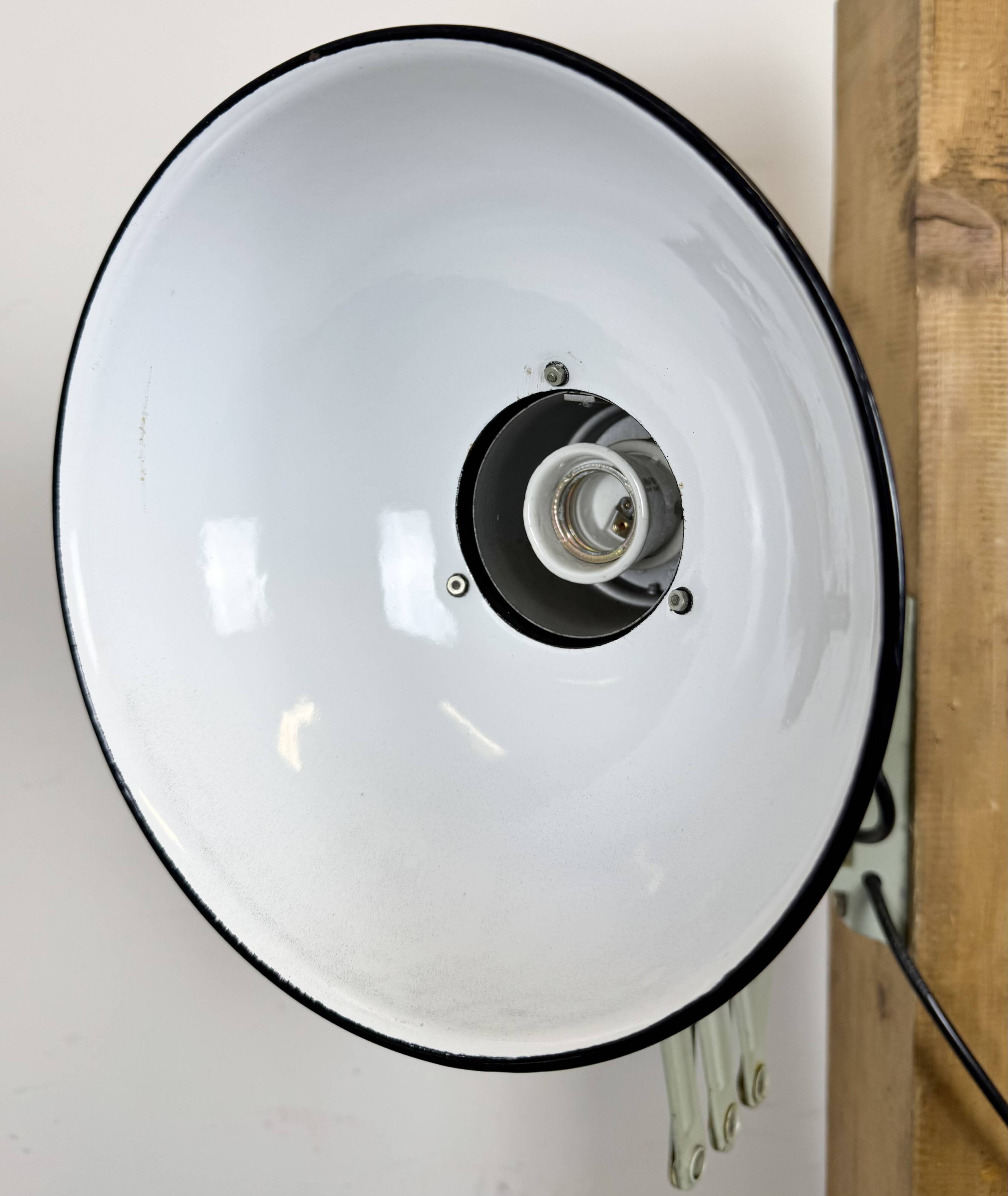 Industrial Black Enamel Scissor Wall Lamp, 1950s