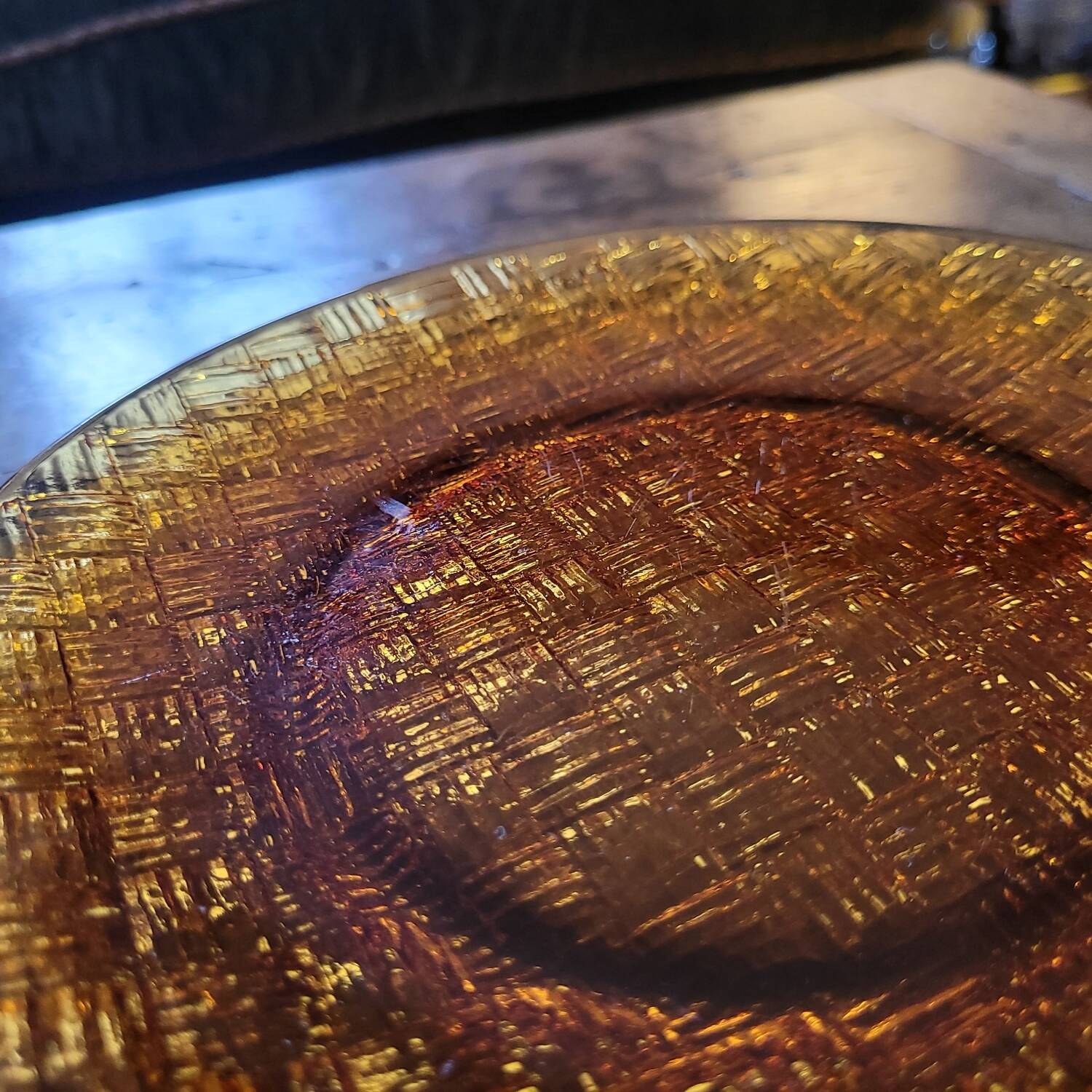 Textured Amber Glass Dessert Plates