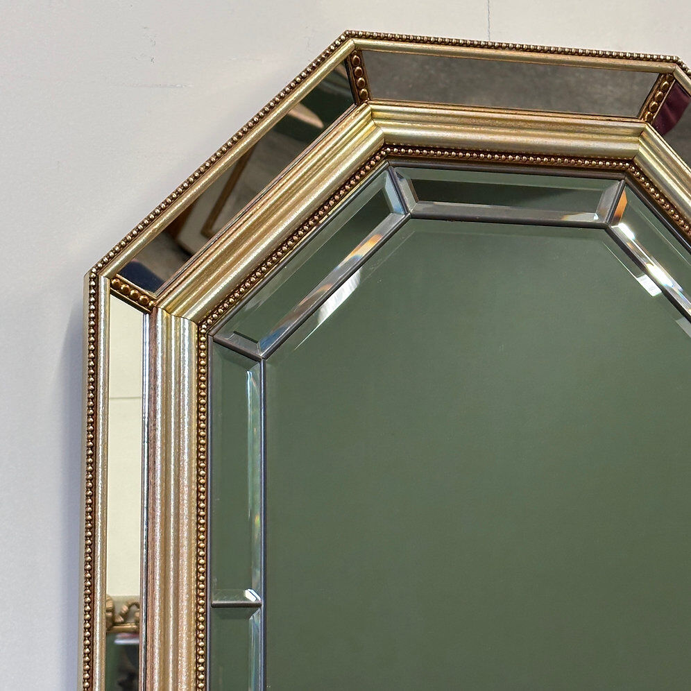 Miroir néoclassique octogonal biseauté de De Knudt, Belgique, années 1980