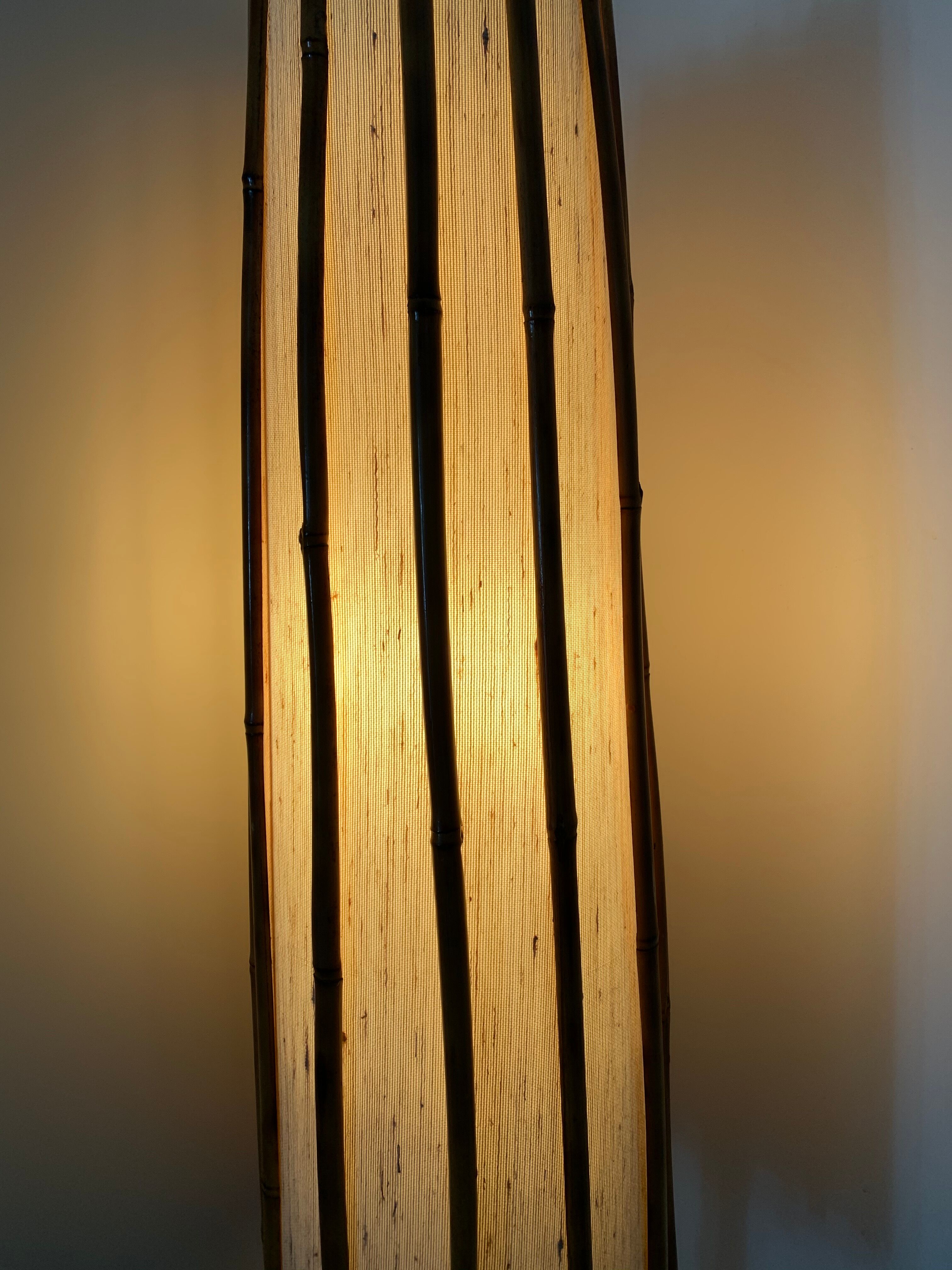 Louis Sognot bamboo and rattan lamppost 1960