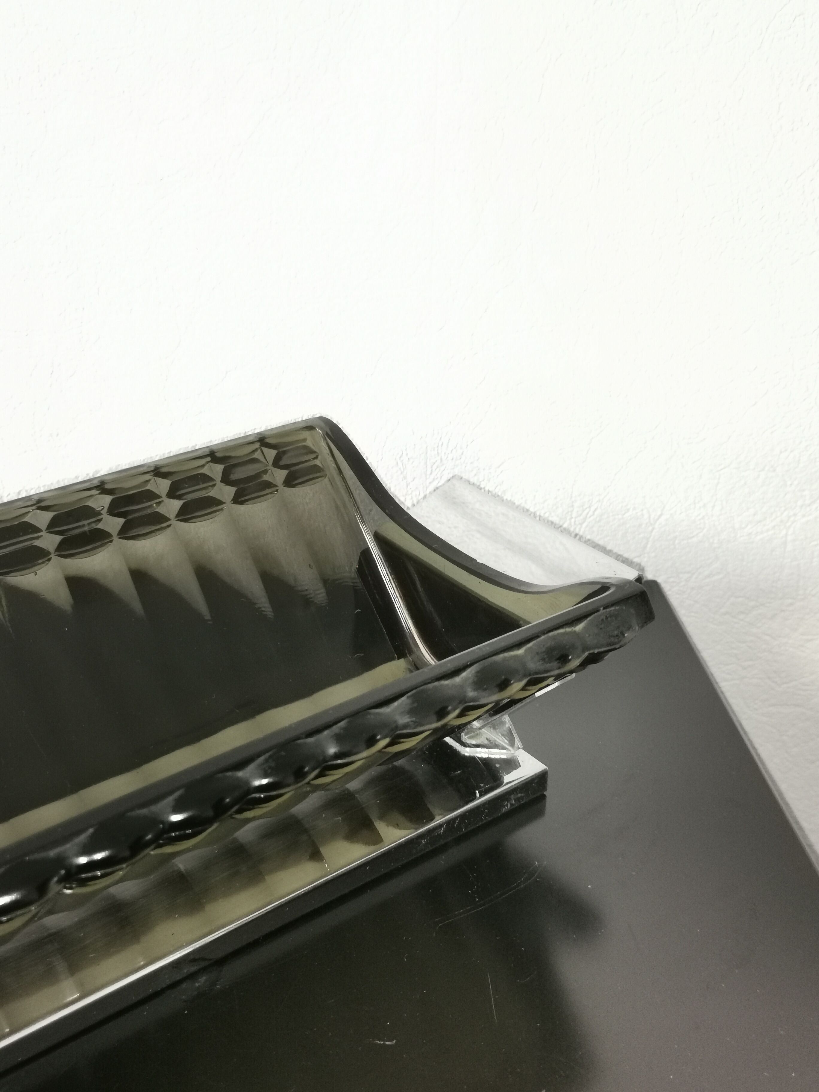 Large pocket in smoked glass and chrome steel, 1930