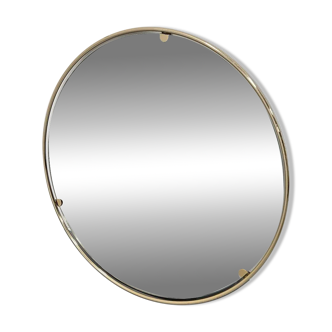 Italian 1960s solid brass wall mirror with original patina – Milan nightlife provenance