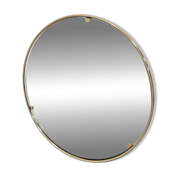 Italian 1960s solid brass wall mirror with original patina – Milan nightlife provenance