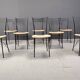 Chaises de bistrot italiennes vintage en métal noir et osier. Belles et élégantes