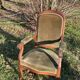 Antique Voltaire armchair in wood and green velvet Louis Philippe