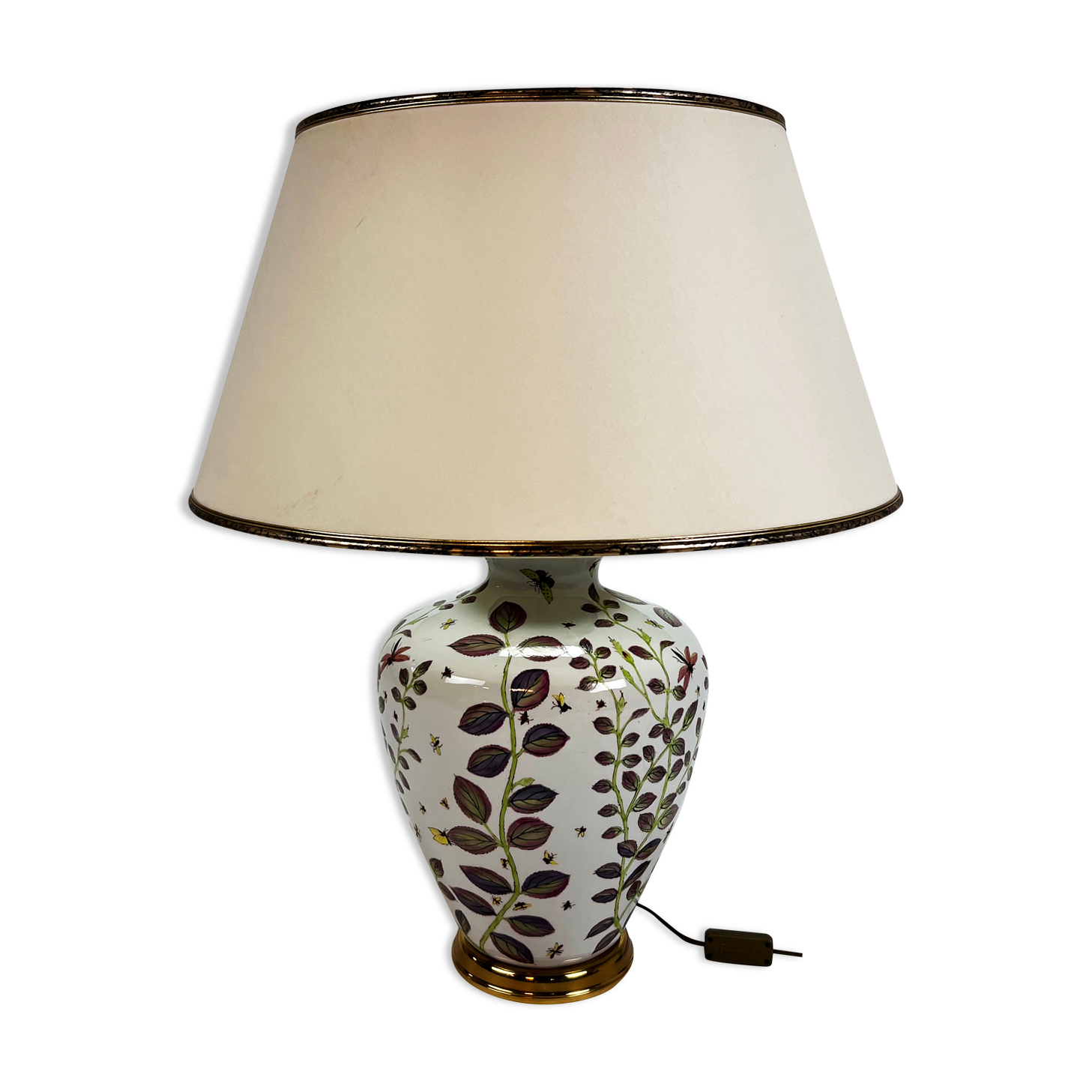 French hand painted ceramic vase lamp, 1970s