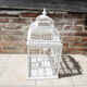 Ancienne cage à oiseau décorative en bois blanc