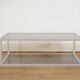 Aluminium coffee table and smoked glasses, France, circa 1980