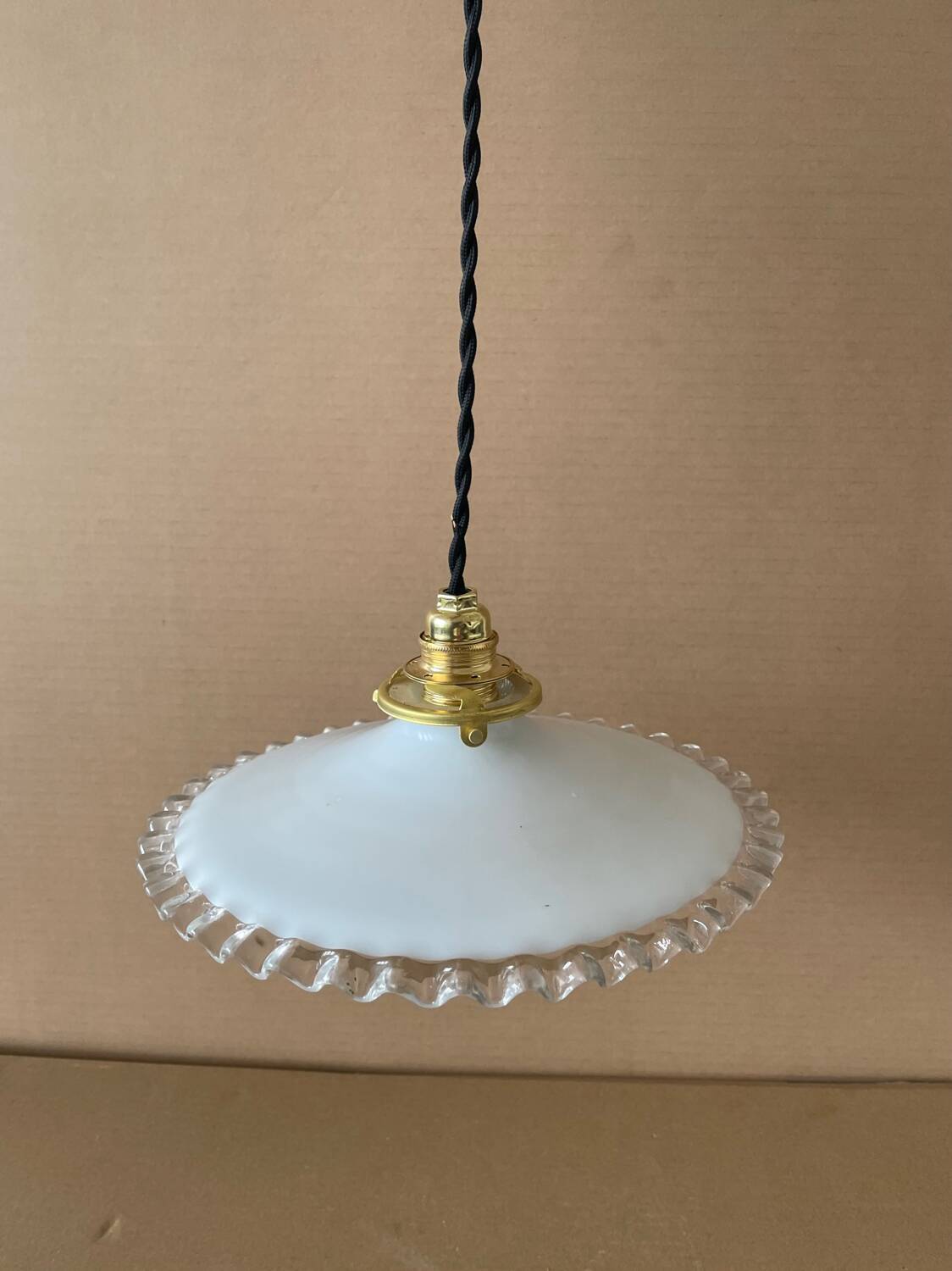 Antique opaline pendant light