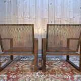 Pair of garden armchairs in steel
